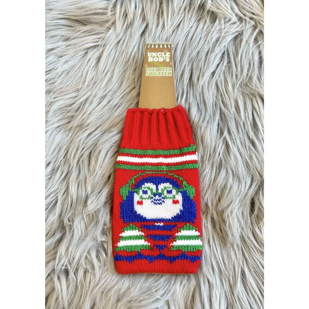 UNCLE BOB'S Ugly Beer Sweater Christmas Cozy New Holiday Red Holiday Penguin